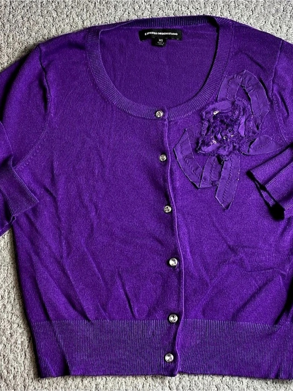 Express Design Studio Purple Embellished Cardigan Size XS